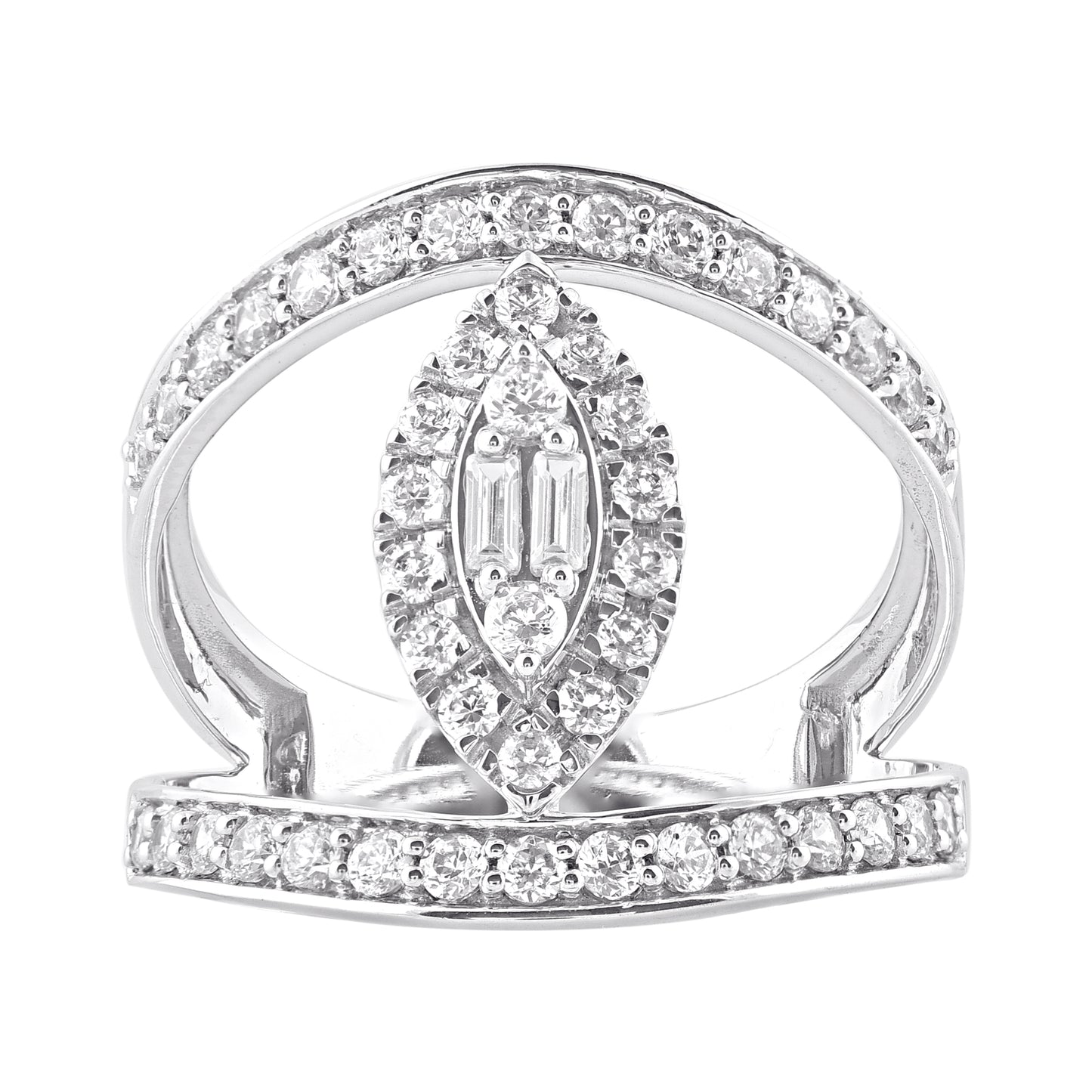 1.0 Carat Natural Diamond Open Frame Halo Ring in 14K White Gold