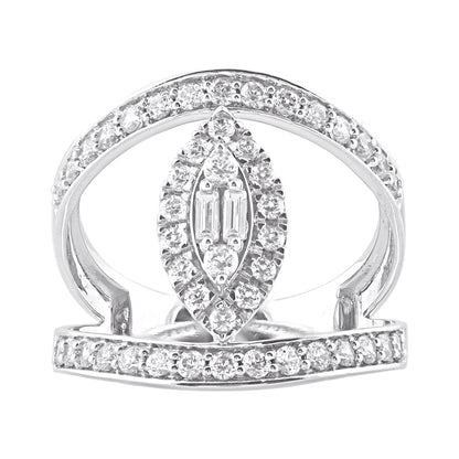 1.0 Carat Natural Diamond Open Frame Halo Ring in 14K White Gold