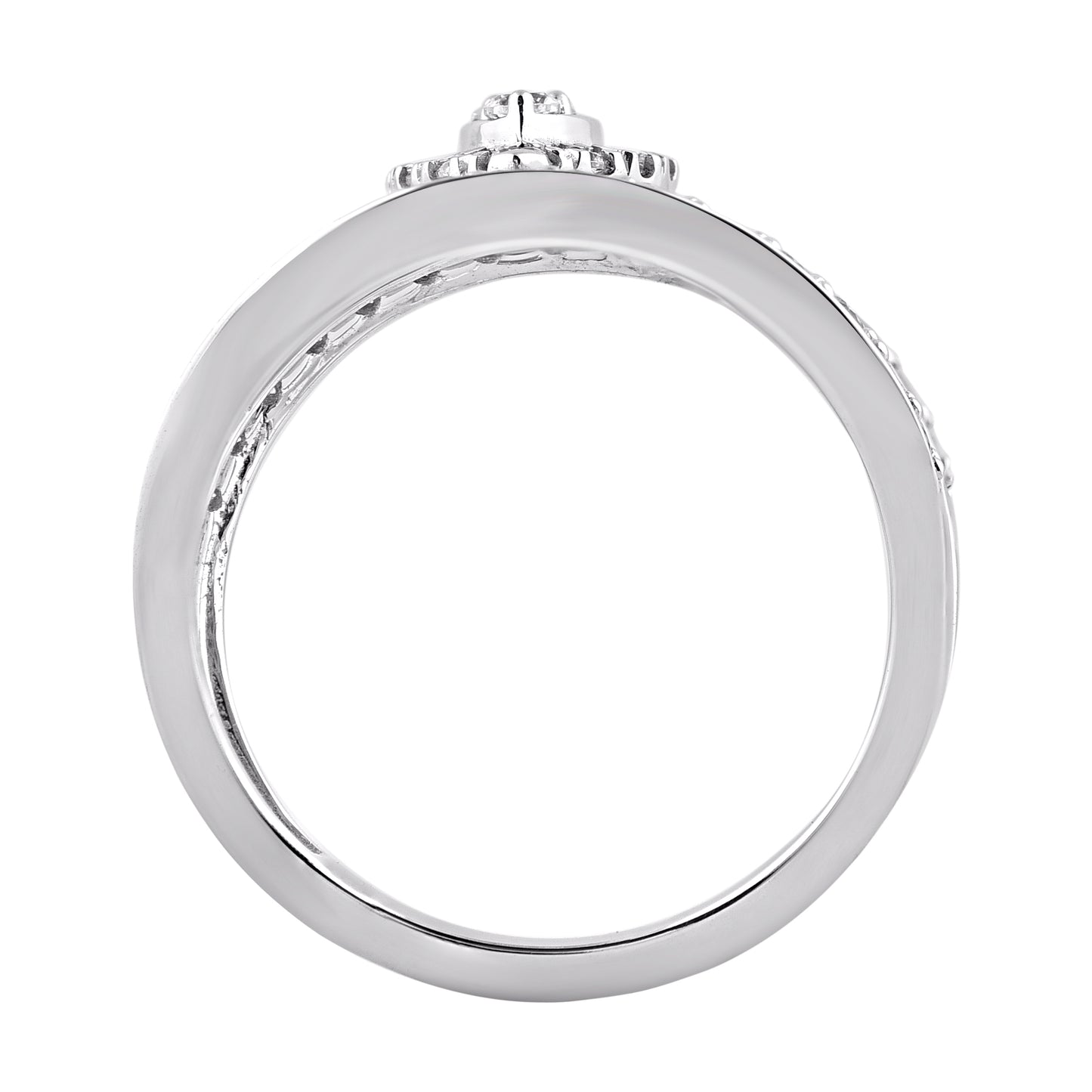 1.0 Carat Natural Diamond Open Frame Halo Ring in 14K White Gold