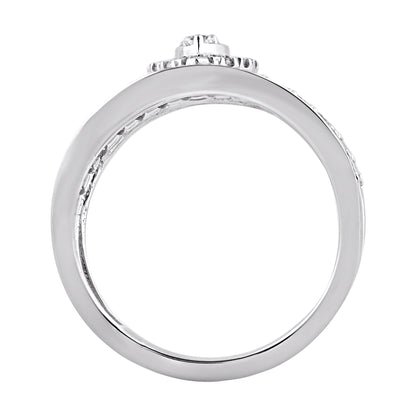 1.0 Carat Natural Diamond Open Frame Halo Ring in 14K White Gold