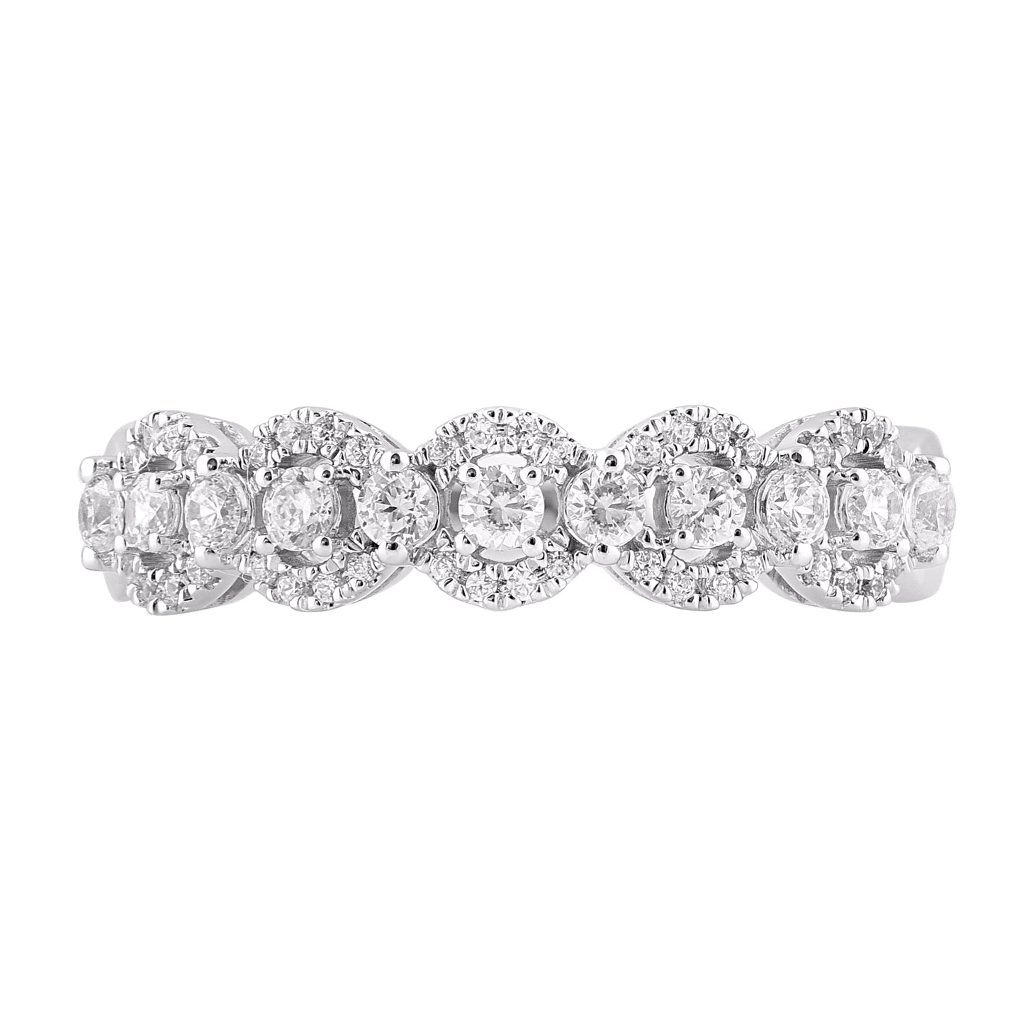 0.50 Carat Natural Diamond Wedding Band Ring 14K White Gold