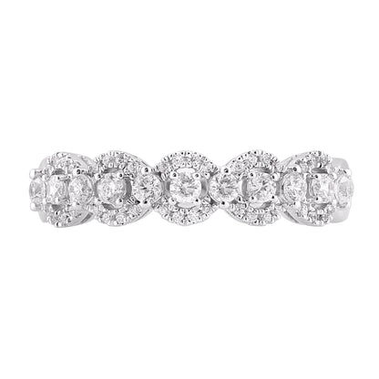 0.50 Carat Natural Diamond Wedding Band Ring 14K White Gold