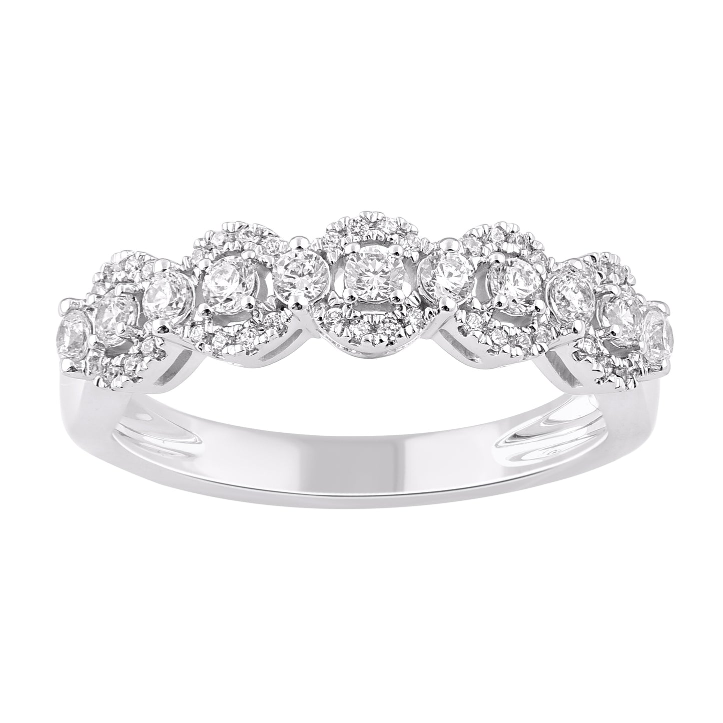 0.50 Carat Natural Diamond Wedding Band Ring 14K White Gold