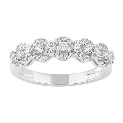 0.50 Carat Natural Diamond Wedding Band Ring 14K White Gold