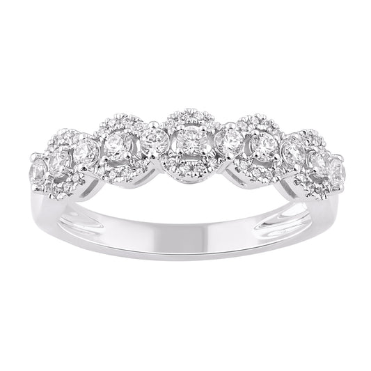 0.50 Carat Natural Diamond Wedding Band Ring 14K White Gold