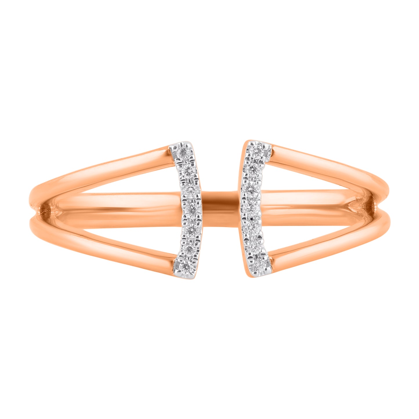 0.05 Carat Natural Diamond Parallel Bar Ring in 14K Rose Gold