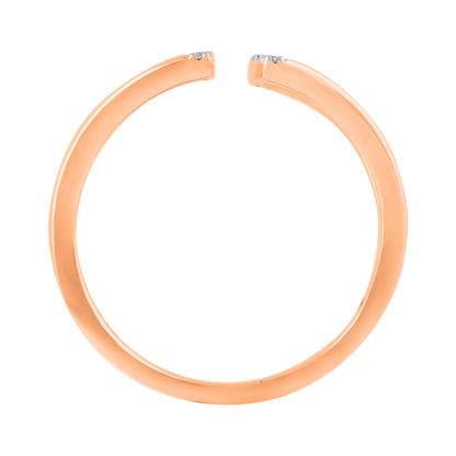 0.05 Carat Natural Diamond Parallel Bar Ring in 14K Rose Gold