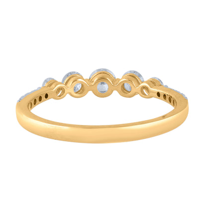 0.50 Carat Brilliant Diamond 5 Stone Band Ring in 14K Yellow Gold