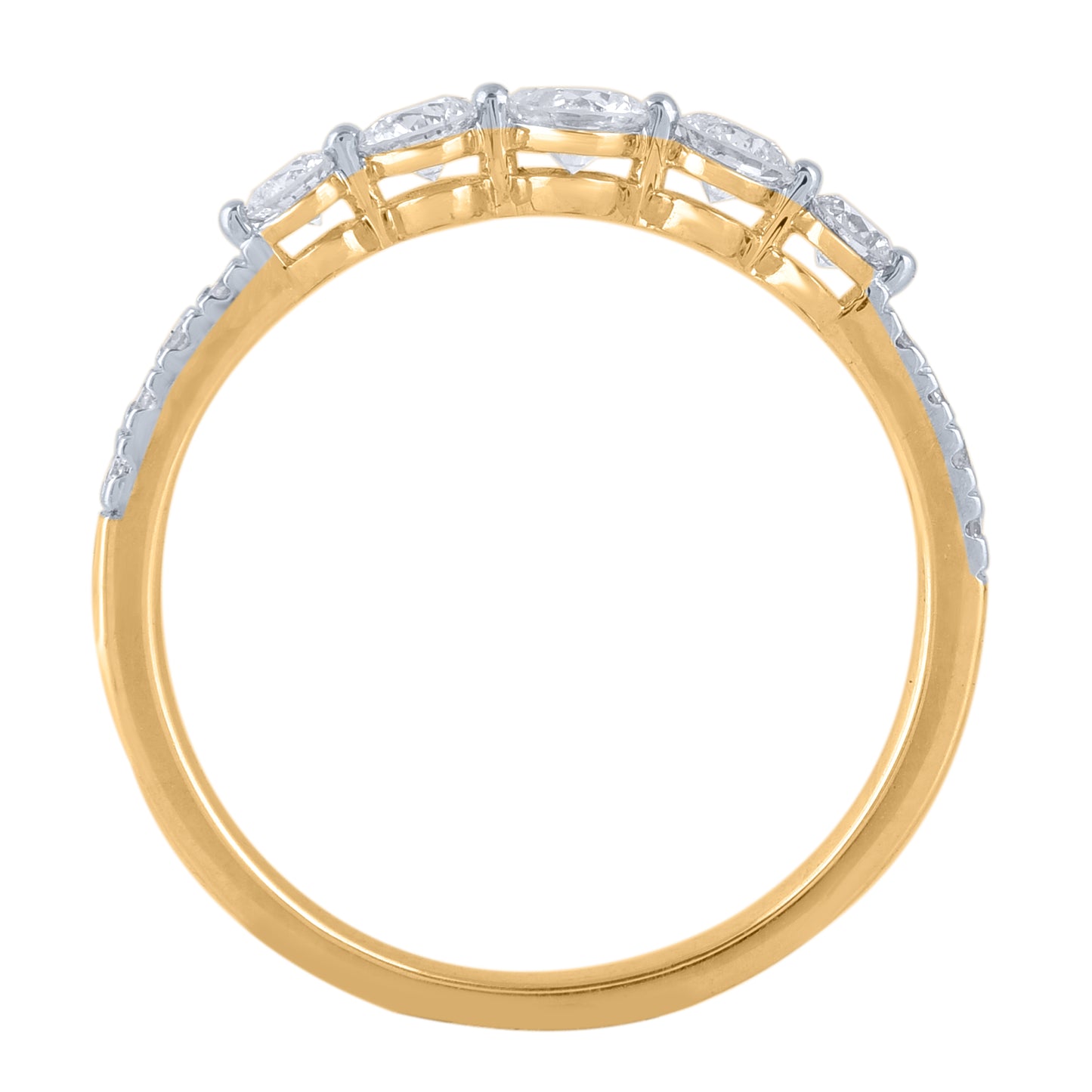 0.50 Carat Brilliant Diamond 5 Stone Band Ring in 14K Yellow Gold
