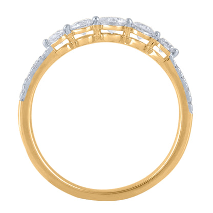 0.50 Carat Brilliant Diamond 5 Stone Band Ring in 14K Yellow Gold