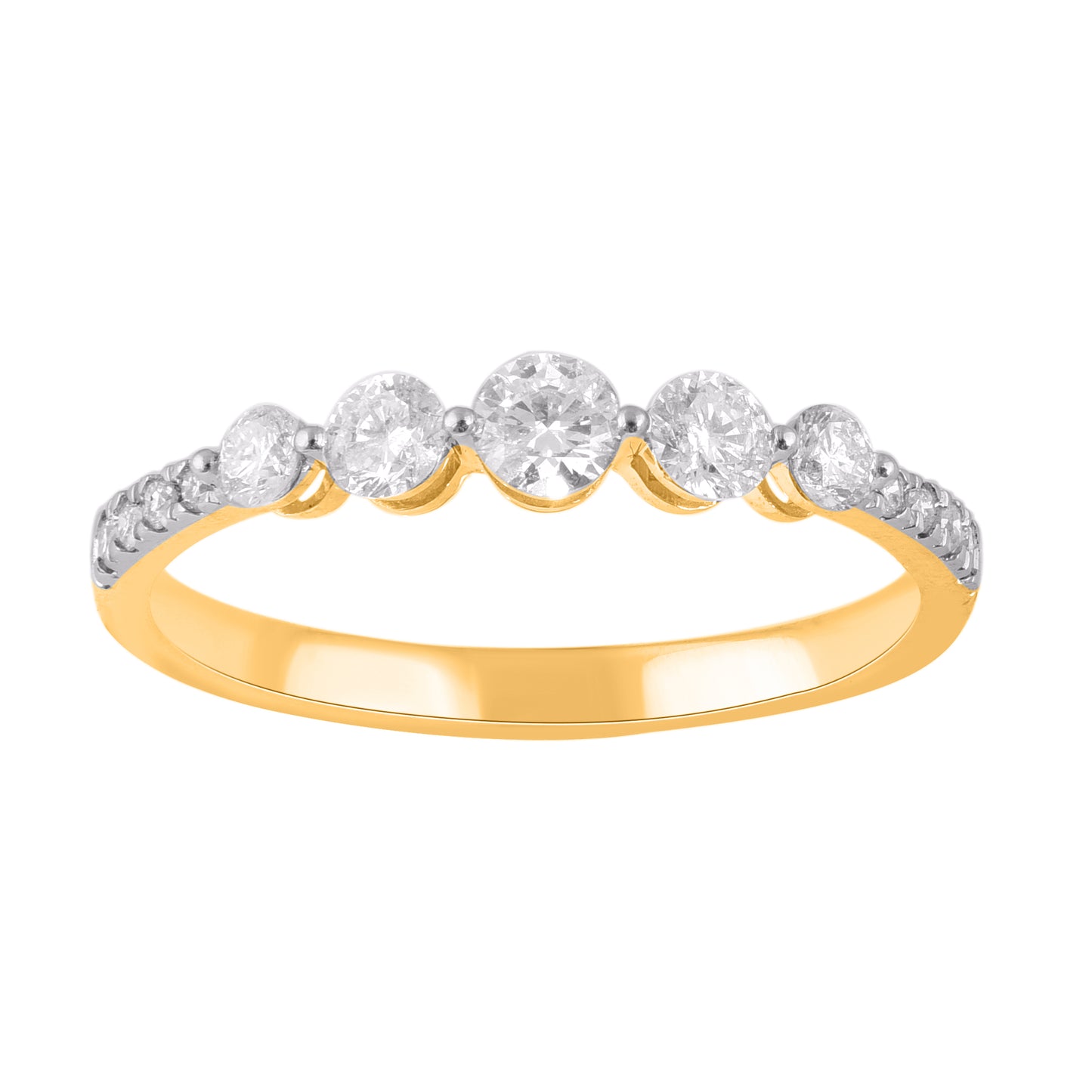0.50 Carat Brilliant Diamond 5 Stone Band Ring in 14K Yellow Gold