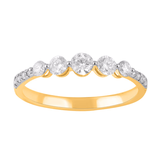0.50 Carat Brilliant Diamond 5 Stone Band Ring in 14K Yellow Gold
