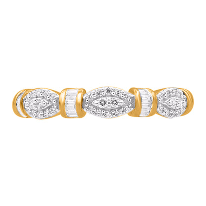 0.25 Carat Round & Baguette Diamond 14K Yellow Gold Wedding Band