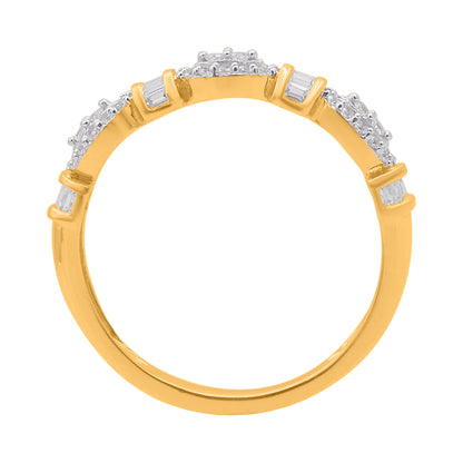 0.25 Carat Round & Baguette Diamond 14K Yellow Gold Wedding Band