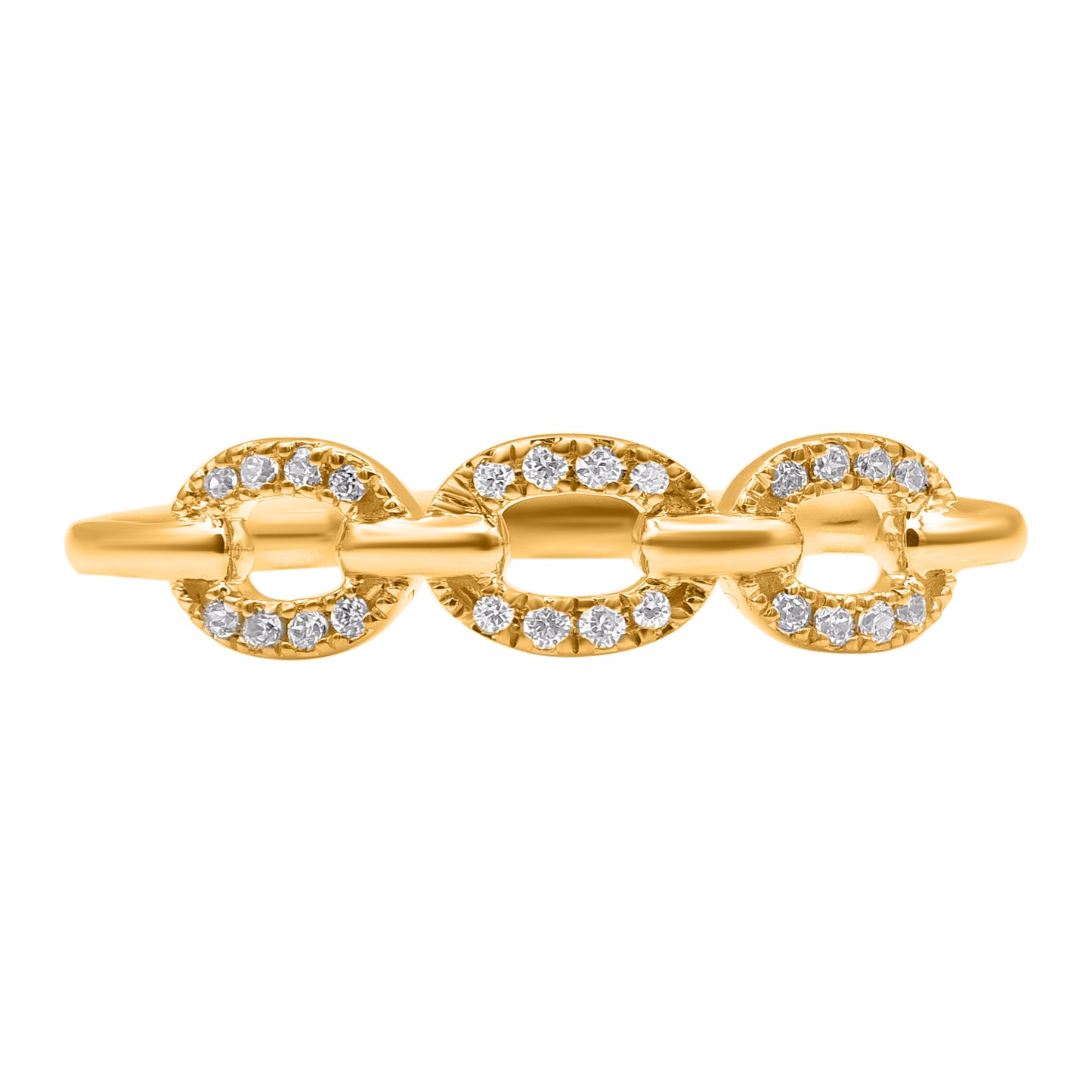 0.080 Carat Natural Diamond Link Band Ring 14K Yellow Gold