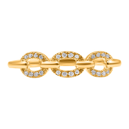 0.080 Carat Natural Diamond Link Band Ring 14K Yellow Gold