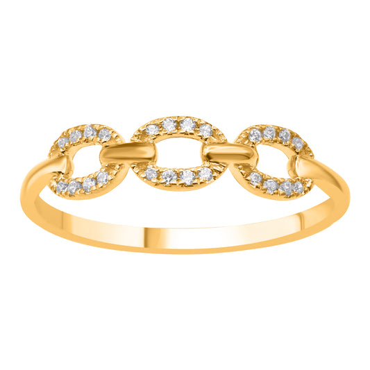 0.080 Carat Natural Diamond Link Band Ring 14K Yellow Gold