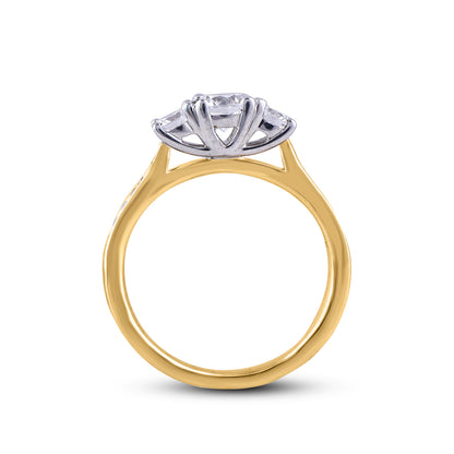 Three Stone Wedding Ring in 14K Gold