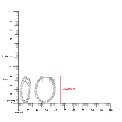 4.00 Carat Natural Round Diamond Hoop Earrings in 14KT White Gold