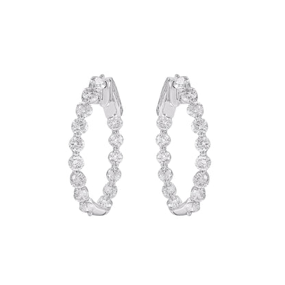 5.0 Carat Natural Round Diamond Hoop Earrings in 14KT White Gold