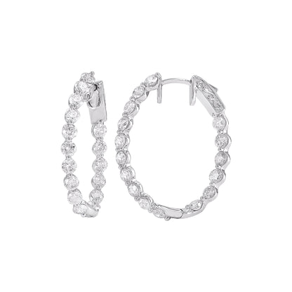 6.0 Carat Natural Round Diamond Hoop Earrings in 14KT White Gold