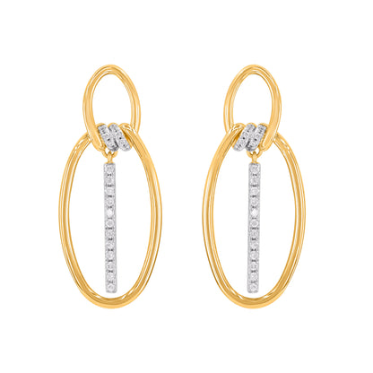 TJD 0.25 Carat Diamond Double Oval Drop Earrings in 10K Gold