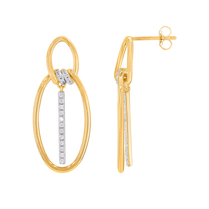 TJD 0.25 Carat Diamond Double Oval Drop Earrings in 10K Gold