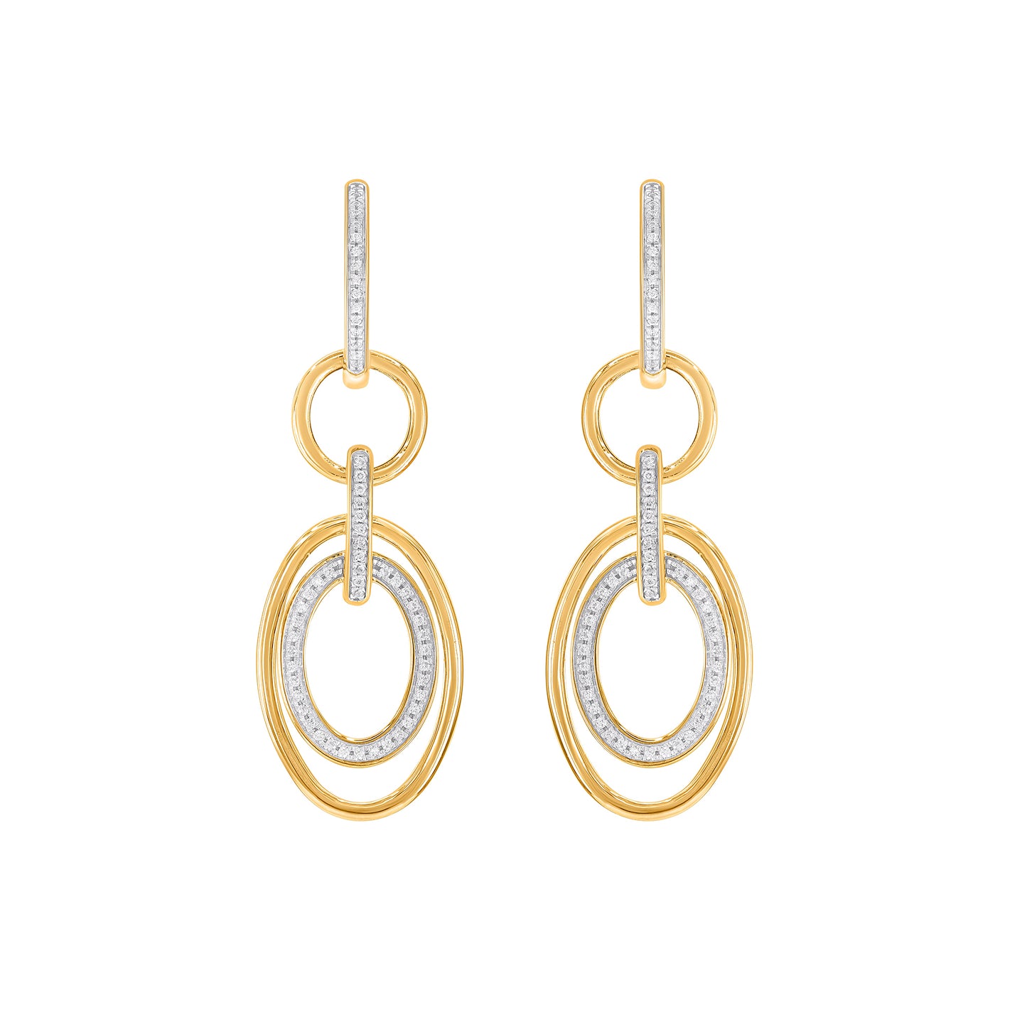 0.33 Carat Diamond Multi-Link Oval Drop Earrings in 10K Gold
