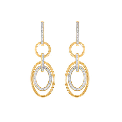 0.33 Carat Diamond Multi-Link Oval Drop Earrings in 10K Gold
