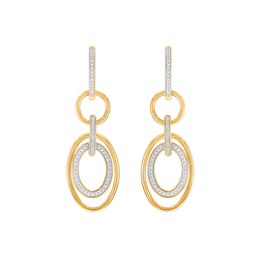 0.33 Carat Diamond Multi-Link Oval Drop Earrings in 10K Gold
