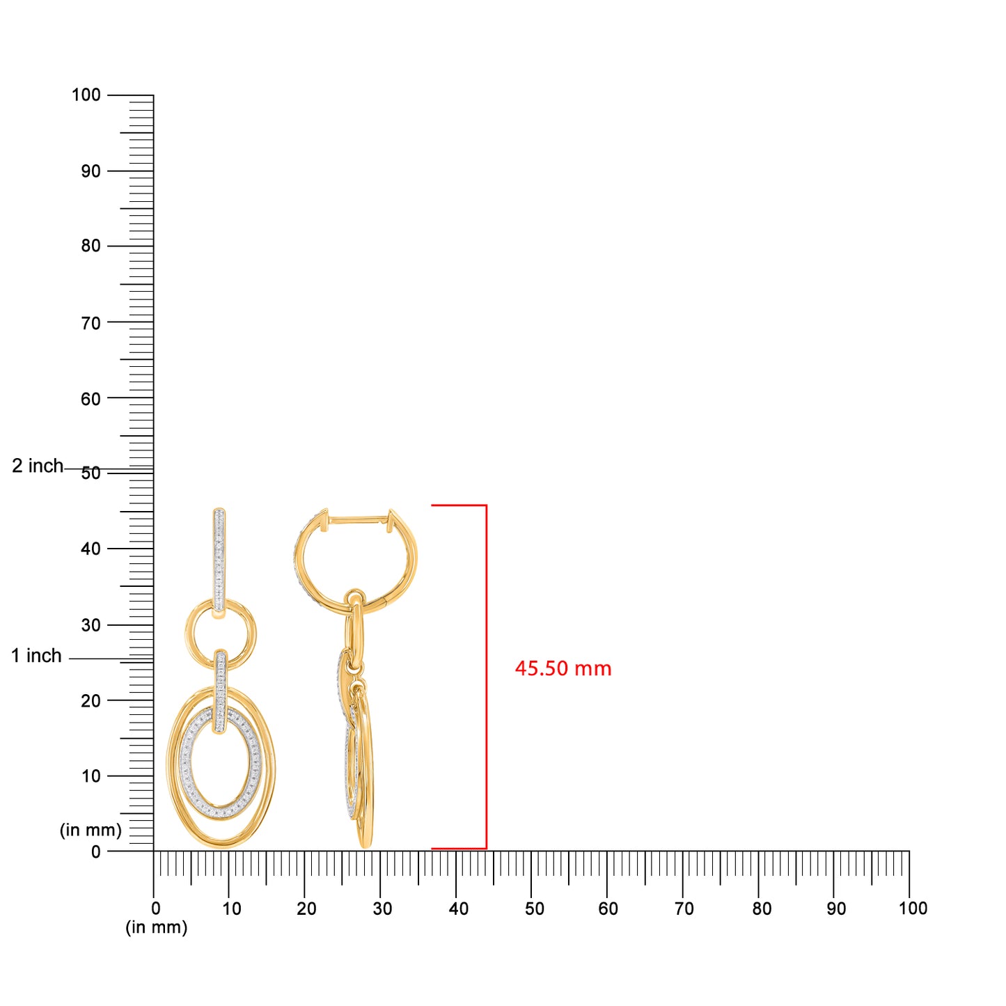 0.33 Carat Diamond Multi-Link Oval Drop Earrings in 10K Gold