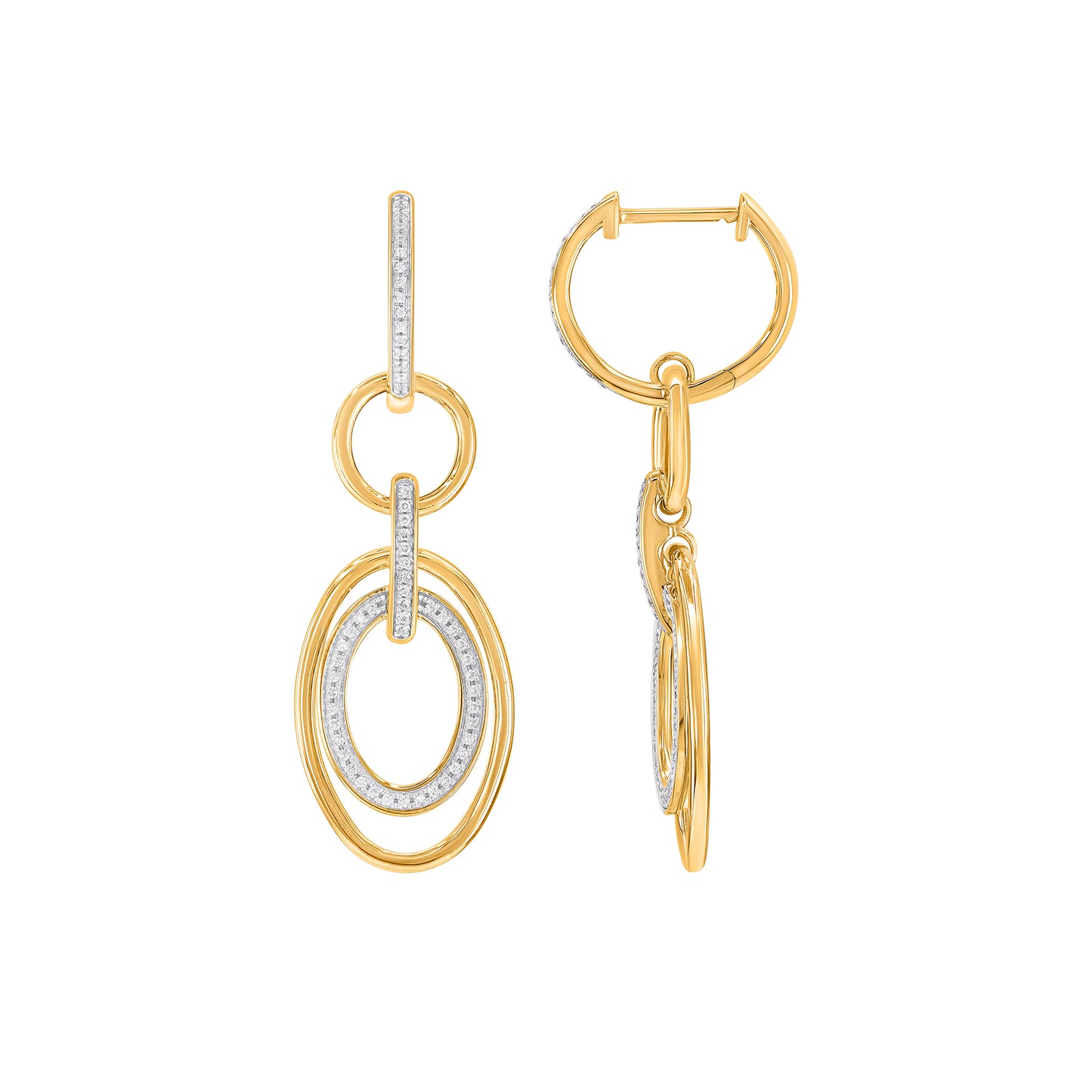 0.33 Carat Diamond Multi-Link Oval Drop Earrings in 10K Gold