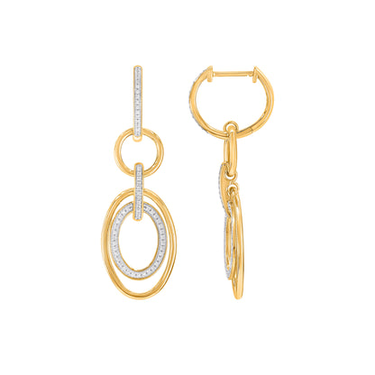 0.33 Carat Diamond Multi-Link Oval Drop Earrings in 10K Gold