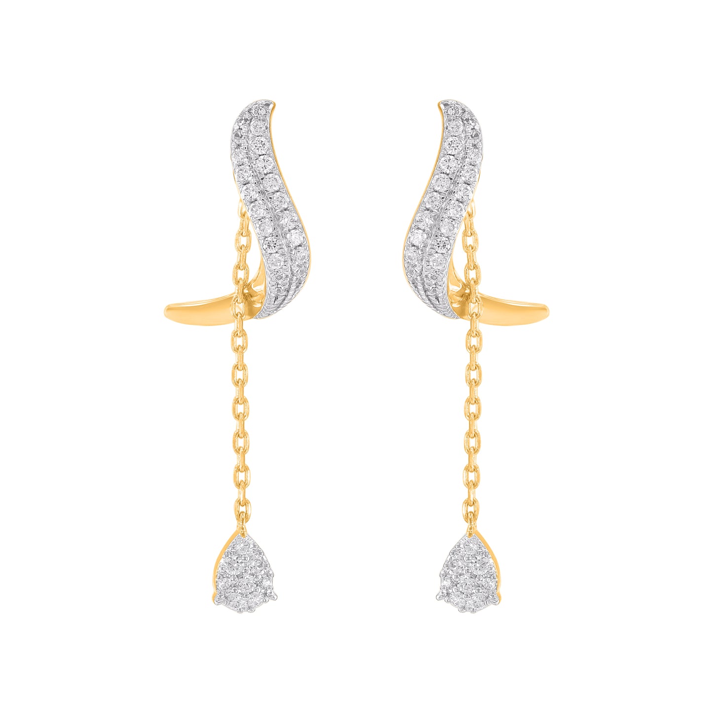 0.25 Carat Natural Diamond Drop Dangle Earrings in 10K Yellow Gold