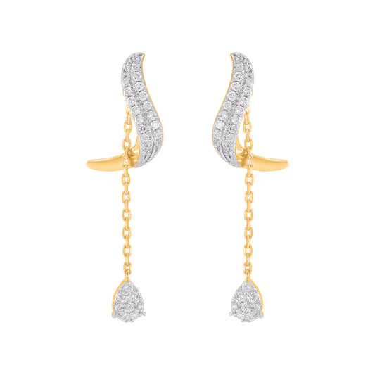 0.25 Carat Natural Diamond Drop Dangle Earrings in 10K Yellow Gold