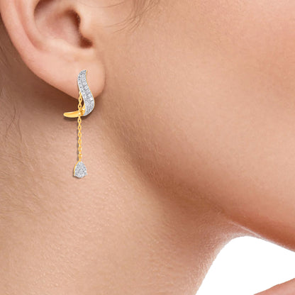 0.25 Carat Natural Diamond Drop Dangle Earrings in 10K Yellow Gold