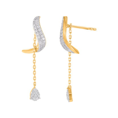 0.25 Carat Natural Diamond Drop Dangle Earrings in 10K Yellow Gold