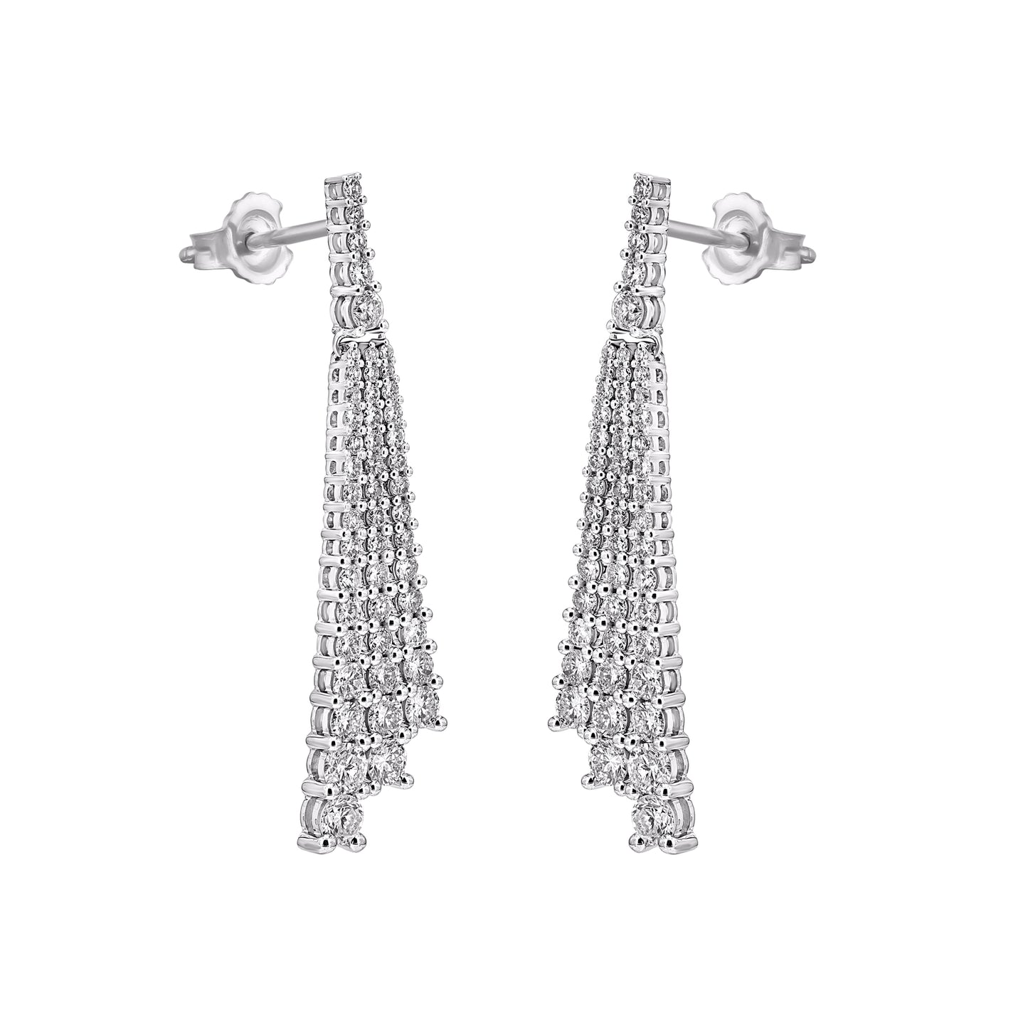 2.50 Carat Round Brilliant Diamond Drop Earrings in 14K White Gold