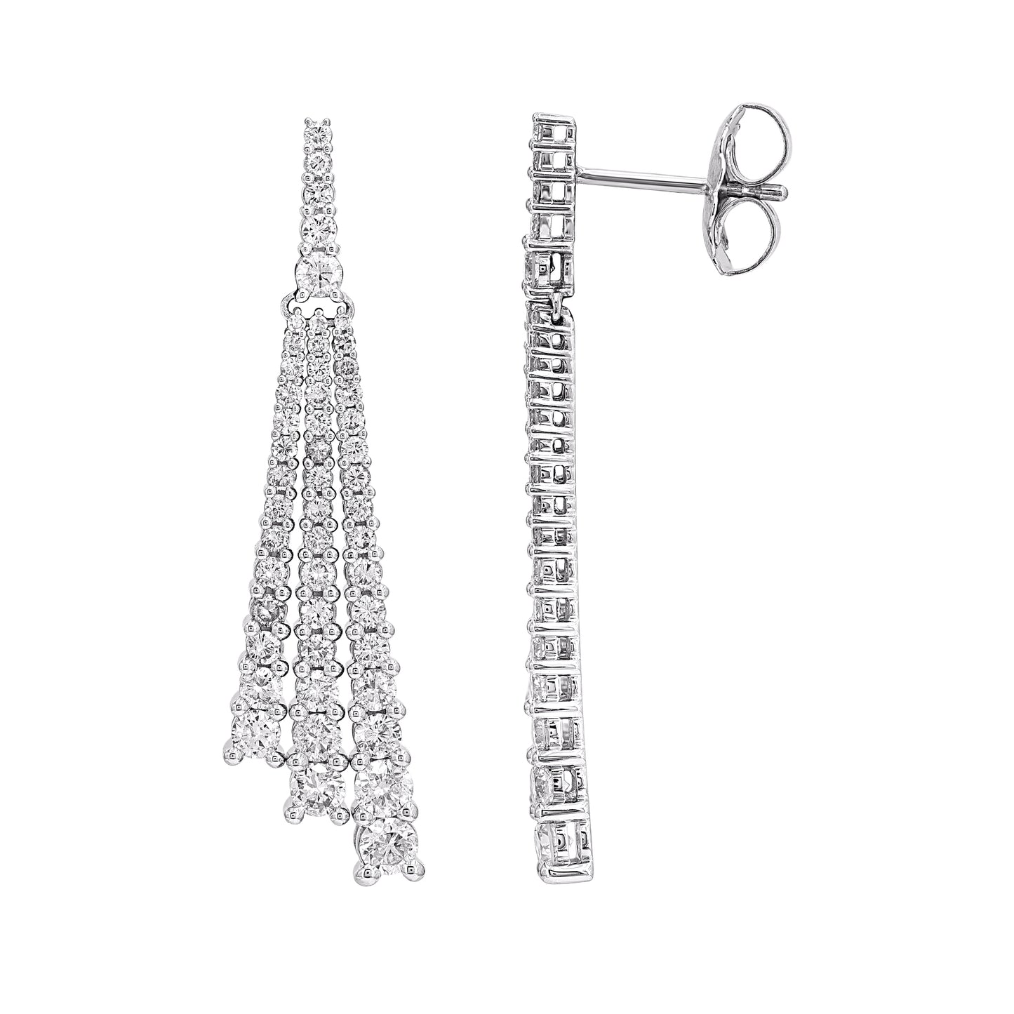 2.50 Carat Round Brilliant Diamond Drop Earrings in 14K White Gold