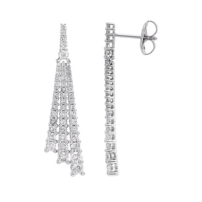 2.50 Carat Round Brilliant Diamond Drop Earrings in 14K White Gold