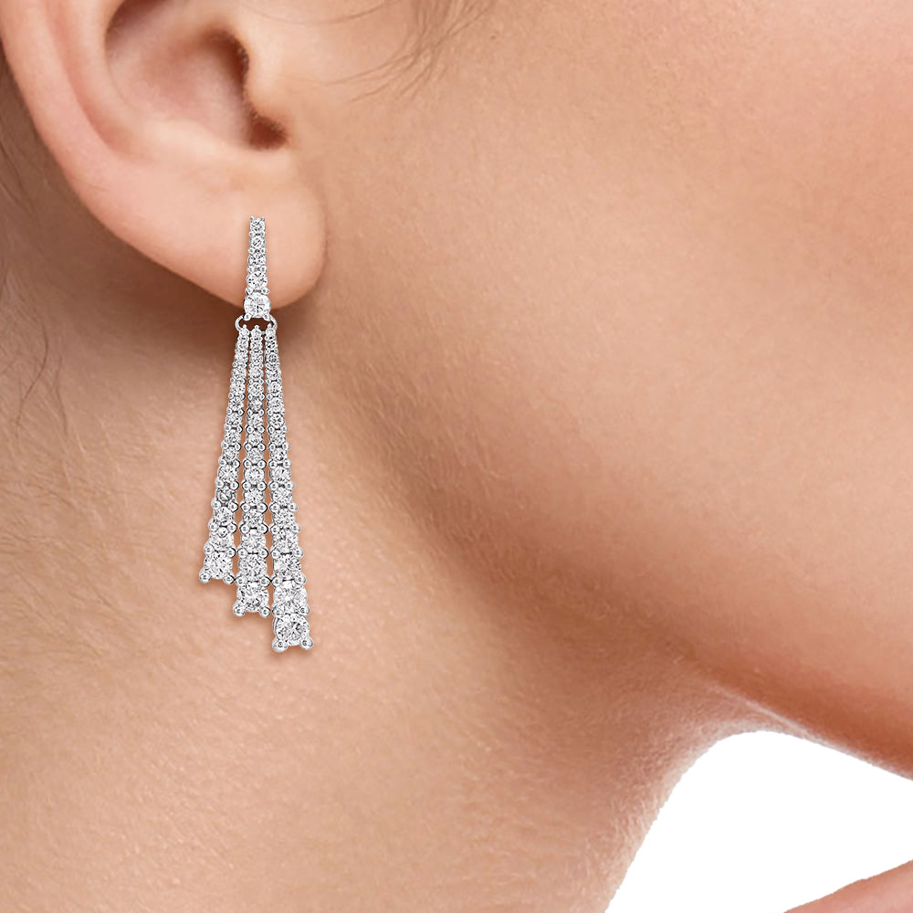 2.50 Carat Round Brilliant Diamond Drop Earrings in 14K White Gold