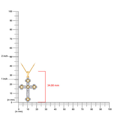 Baguette Diamond Halo Cross Pendant in 14Kt Yellow Gold