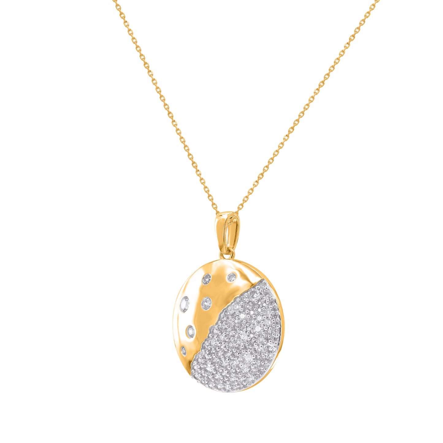 Abstract Disc Halo Pendant Crafted in 14KT Gold