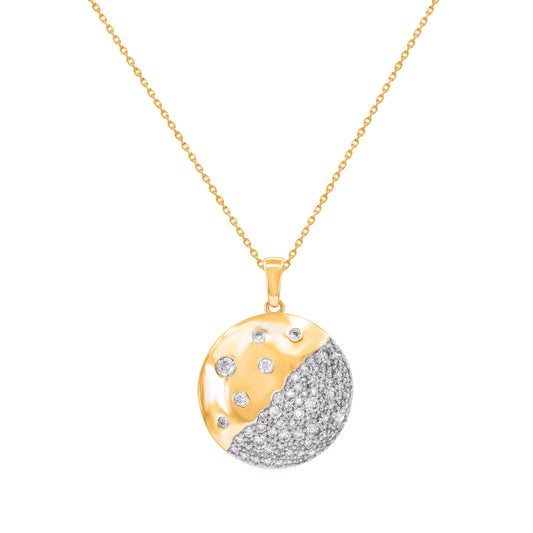 Abstract Disc Halo Pendant Crafted in 14KT Gold