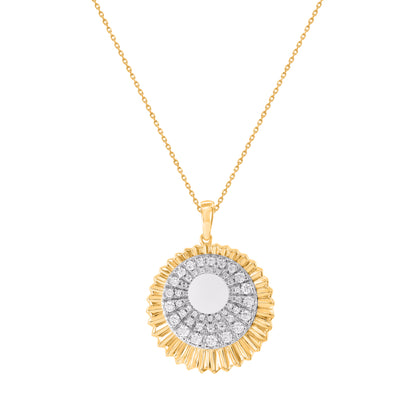Diamond Sunburst Halo Pendant in 14K Yellow Gold