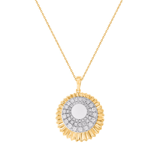 Sunburst Halo Pendant in 14KT Gold