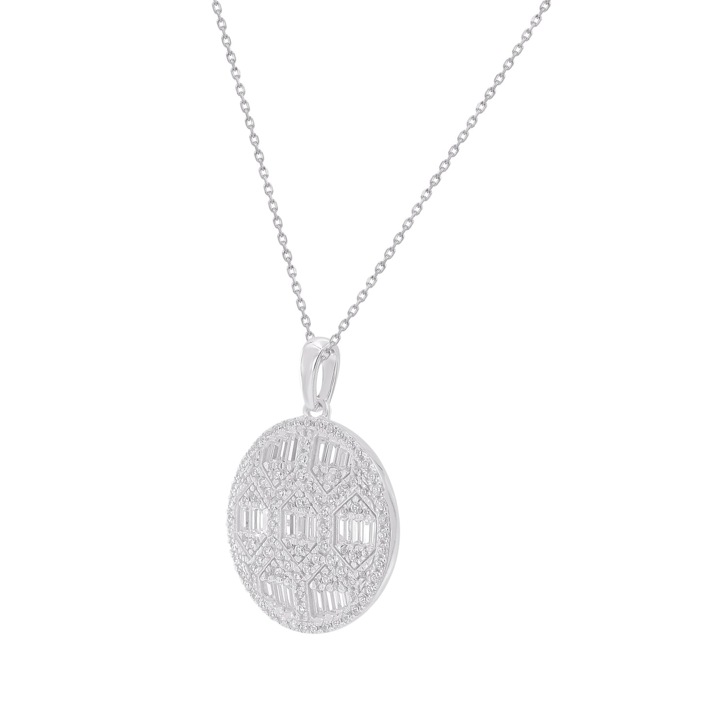 Geometric Diamond Medallion Pendant in 14KT Gold
