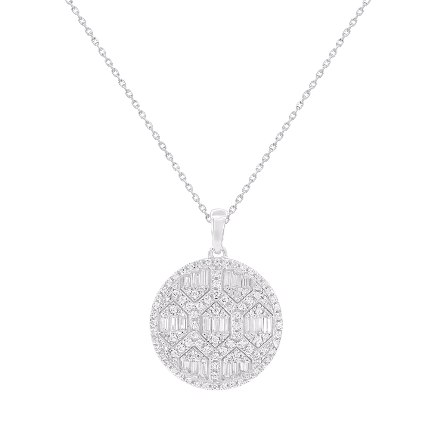 Geometric Diamond Medallion Pendant in 14KT Gold