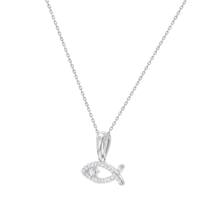 Christian Fish Pendant in 14KT White Gold