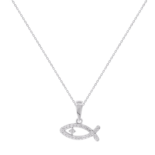 Christian Fish Pendant in 14KT White Gold
